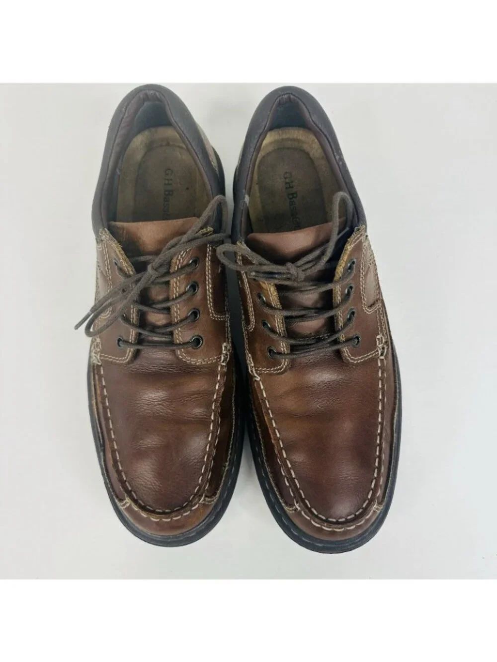G H Bass Geoff Oxfords Men's 11.5 M Casual Shoes Brown Leather Moc Toe Lace Up